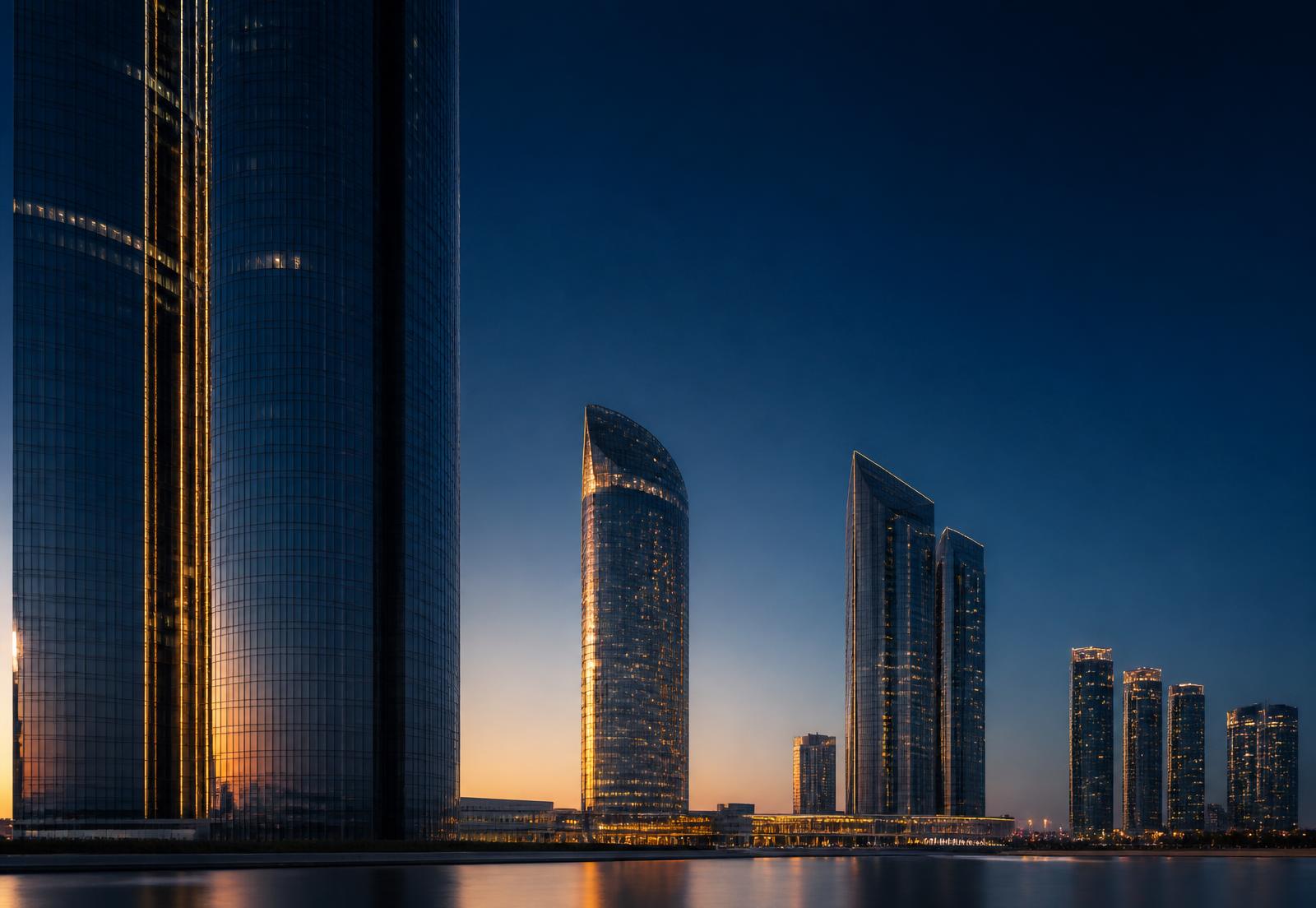 Premium UAE skyline at blue hour